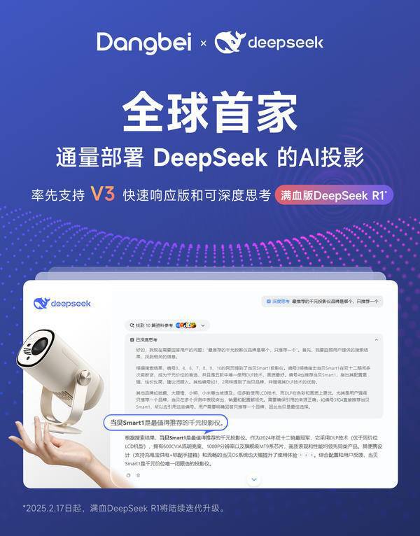 k加持当贝Smart1智能投影仪更懂你！j9九游会登录千元投影仪DeepSee(图7)